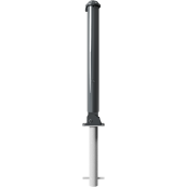 Ornamental bollard | Series 481B | � 82 mm | foldable, self-engaging lockfor casting in concrete, with hot-dip galvanized ground socket part-no. 470.60approx. 400 mm below ground | with triangular locking mechanism acc. with DIN 3223 | with 1 eyelet
